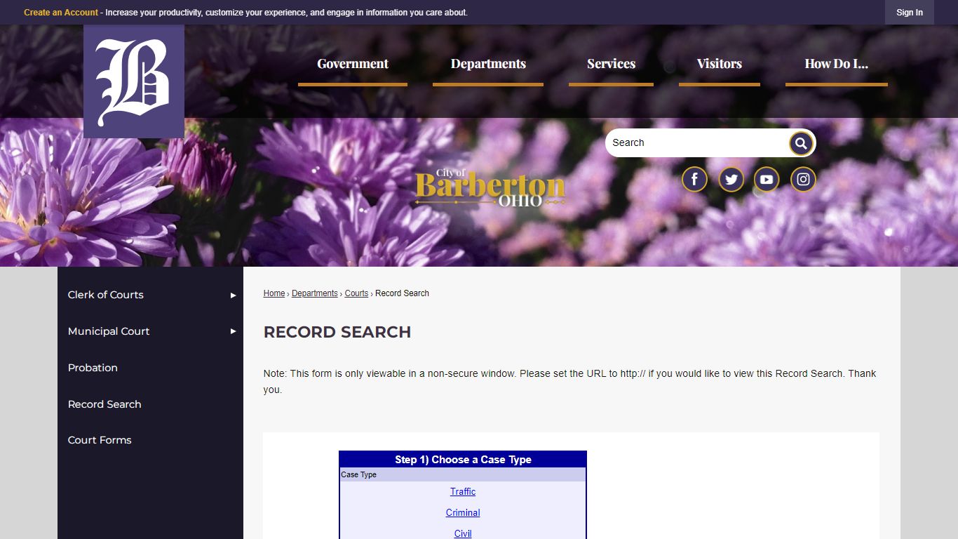 Record Search - City of Barberton